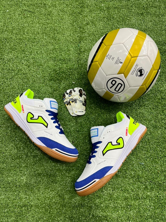 Joma Top Flex Futsal — Blanco/Azul/Neón